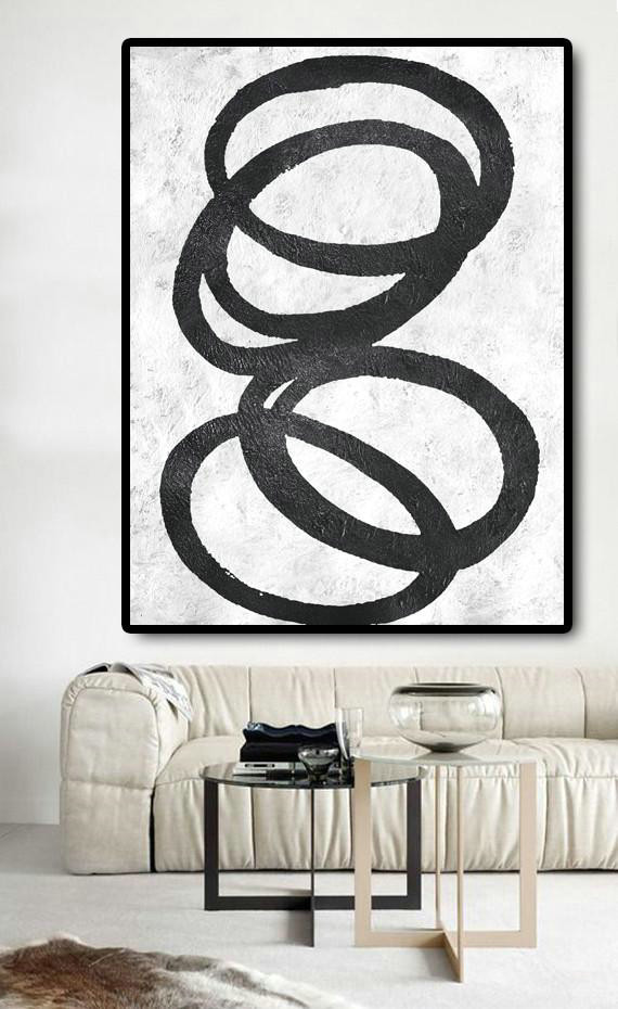 Black And White Minimal Painting On Canvas,Abstract Oil Painting #X1S1